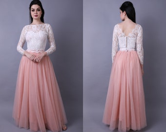 Boho Hochzeitsrock, Hochzeitsrock, Hochzeitskleid, Rose mauve Brautkleid, Tüll und Spitze Hochzeitskleid, Brautrock, Blush Tüllrock