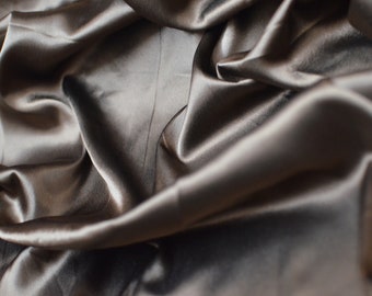 Brown Satin fabric, 42 Inches Wide By Yard- Satin for lining,Premium bridal wedding satin, Charmeuse Fabrics, Silk For Dresses, Wholesale
