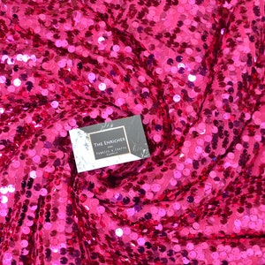 Fushia sequin fabric, Hot Pink Shiny fabric,Wholesale,fabric by yard, Sequin mesh fabric,Sequin backdrop tablecloth,Wedding fabric,Wholesale image 5
