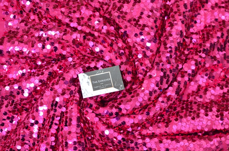 Fushia sequin fabric, Hot Pink Shiny fabric,Wholesale,fabric by yard, Sequin mesh fabric,Sequin backdrop tablecloth,Wedding fabric,Wholesale image 5