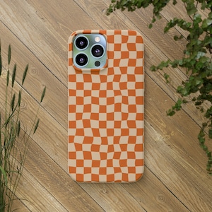 Wavy Checkered Biodegradable Phone Case, Phone Case, Eco Friendly, iPhone Case, Samsung Case, Eco Friendly Gift, Wireless Charger Case, Gift