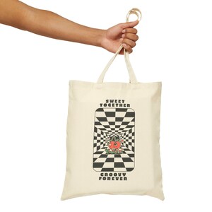 Cherry Canvas Tote Bag, Shopping Bag, Black and White, Cotton Bag, Eco Friendly, 100% Cotton, Canvas Bag, Gift For Her, Friends Gift
