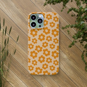Orange Flower Biodegradable Phone Case, Phone Case, Eco Friendly, iPhone Case, Samsung Case, Eco Friendly Gift, Wireless Charger Case, Gift