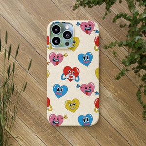 Heart Face Biodegradable Phone Case, Phone Case, Eco Friendly, iPhone Case, Samsung Case, Eco Friendly Gift, Wireless Charger Case, Gift