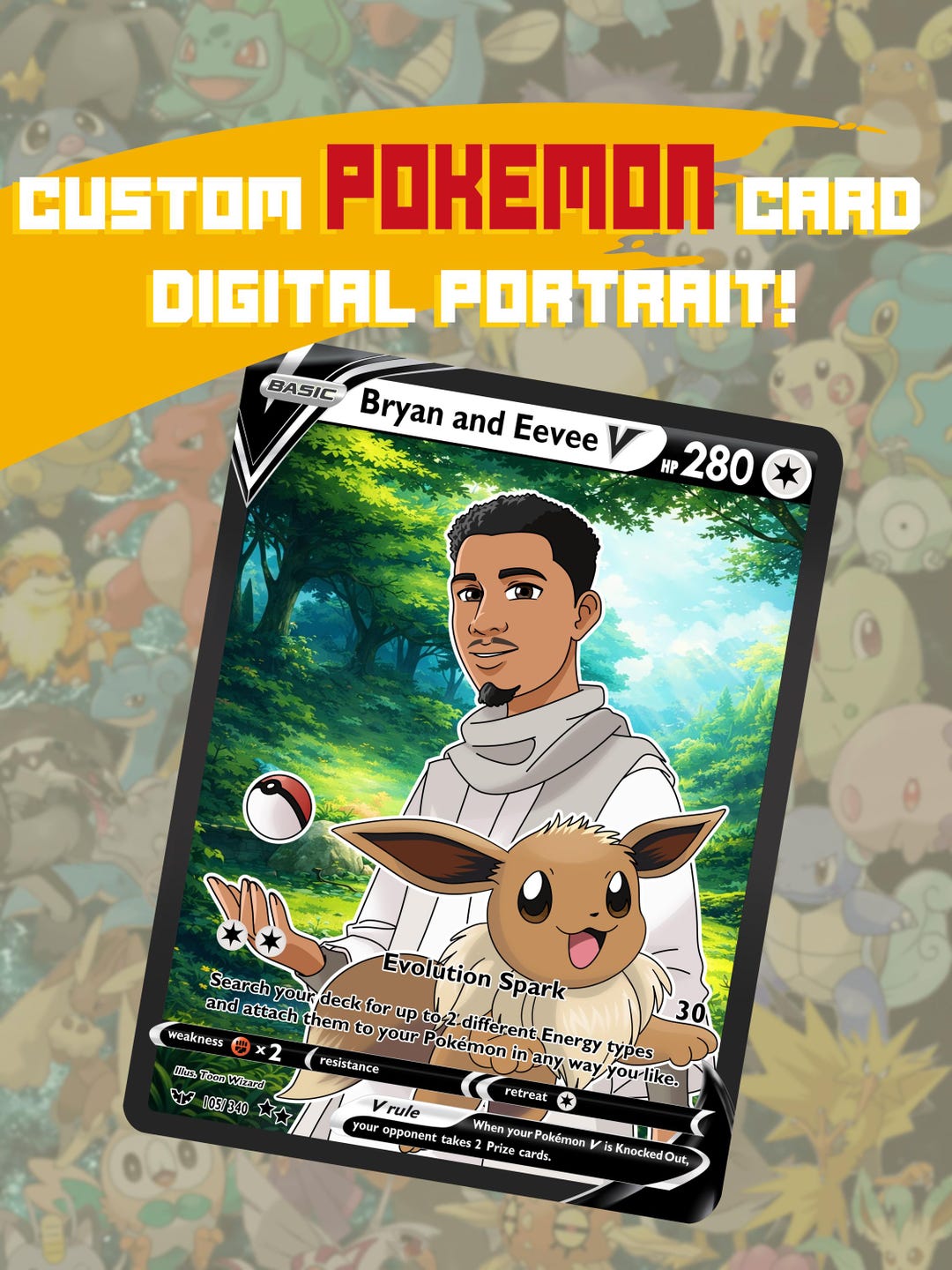 Custom POKEMON CARD Digital Portrait - Etsy