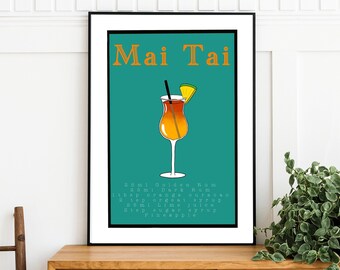 Mai Tai Cocktail Art Print: Retro Bar Wall Decor (Digital Download)