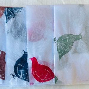 3 x pernice, uccello Carta velina ecologica stampata a mano, carta velina, carta da regalo, imballaggio, bella confezione.