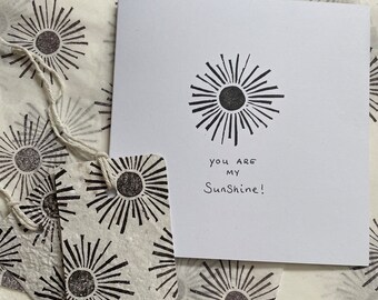 Set confezione regalo / cartolina / Cartellini / Carta velina / Sole