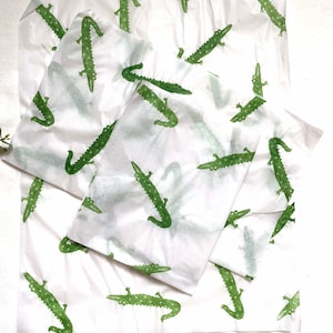3 x Carta velina eco stampata a mano in coccodrillo, carta velina, carta da regalo, confezione, bella confezione.