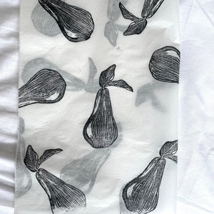 3x pere, carta velina ecologica stampata a mano, carta velina, carta da regalo, confezione, graziosa confezione