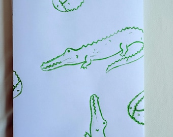 Carta da regalo con stampa a coccodrillo, carta ecologica