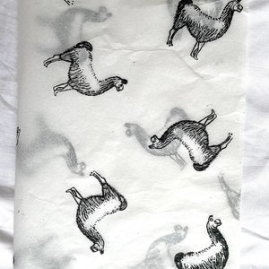 3x Llama , Carta velina ecologica stampata a mano, carta velina, carta da regalo, confezione, bella confezione.