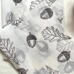3 x ghianda/quercia Carta velina ecologica stampata a mano, carta velina, carta da regalo, confezione, bella confezione.