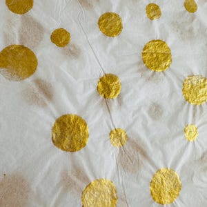 3 x Carta velina ecologica stampata a mano Dots, carta velina, carta da regalo, imballaggio, bella confezione.