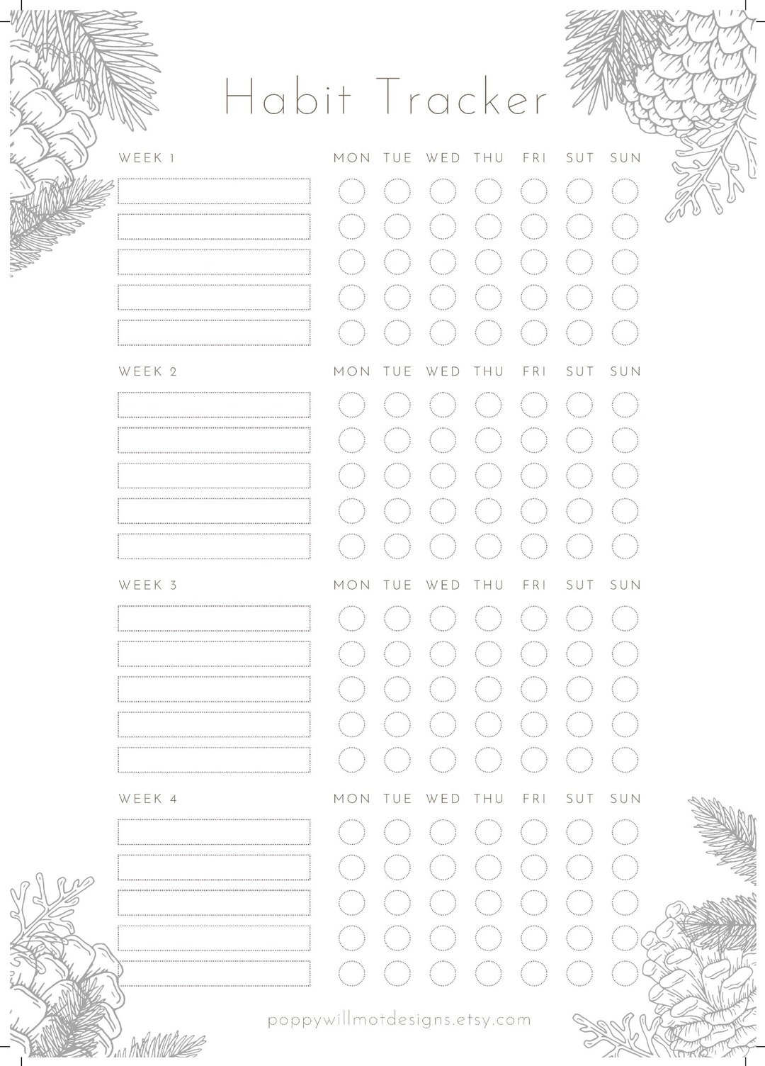 Habit Tracker Minimalist Printable PDF Template - Etsy