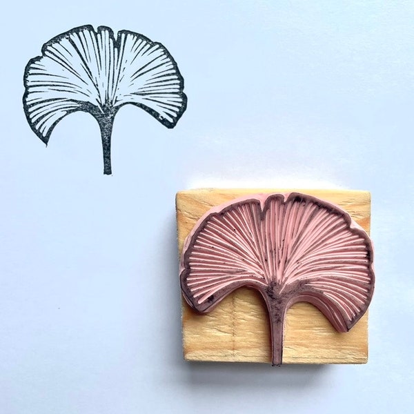 Gingko leaf | rubber stamps | lino stamps | mounted | unmounted