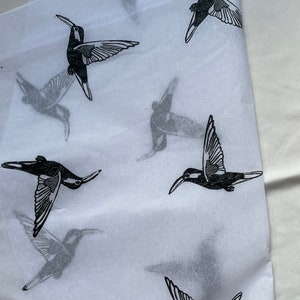 3 x colibrì Carta velina ecologica stampata a mano, carta velina, carta da regalo, confezione, bella confezione, carta da regalo