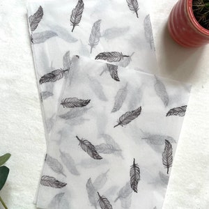 3 x piuma Carta velina ecologica stampata a mano, carta velina, carta da regalo, confezione, bella confezione.