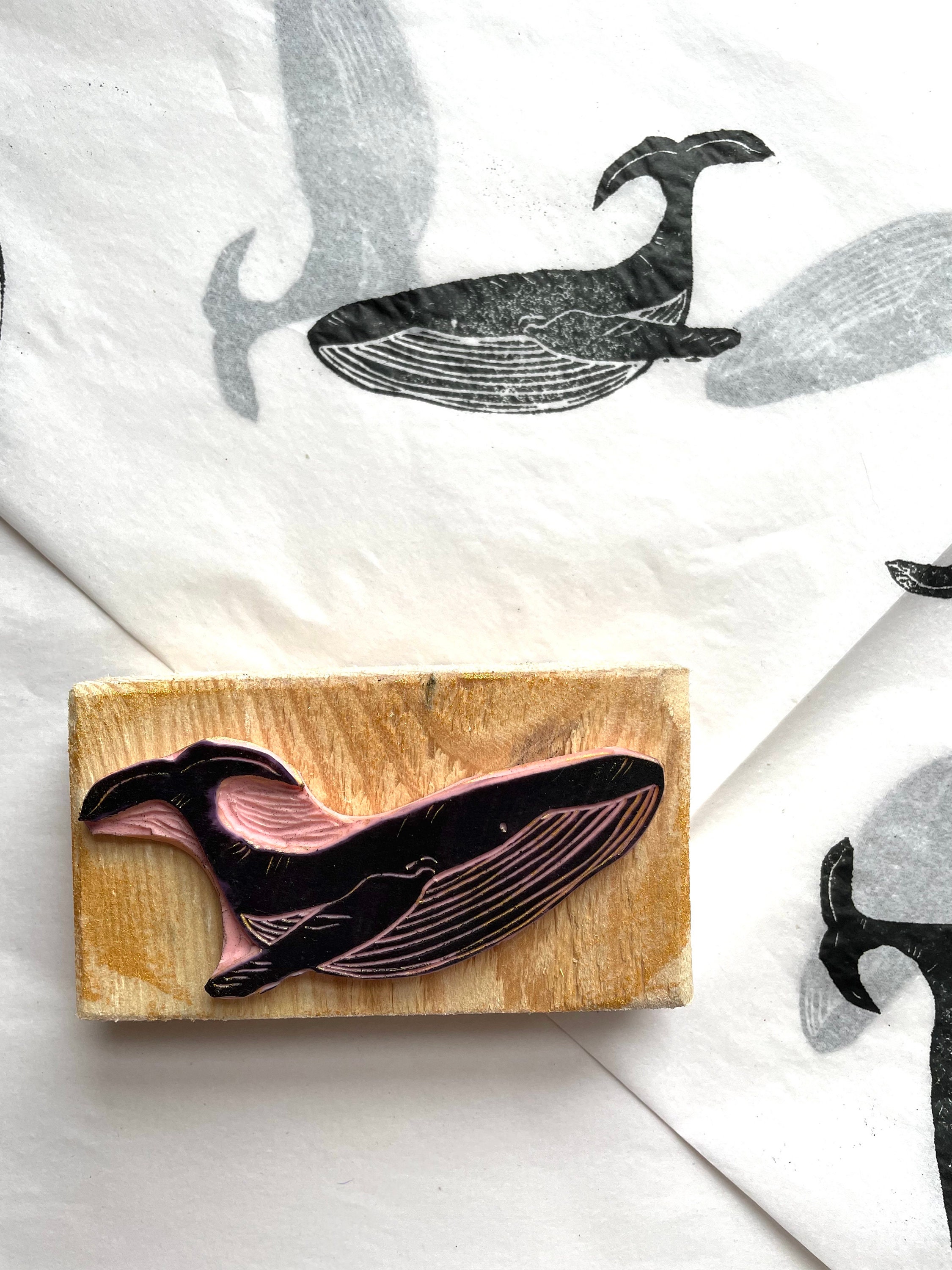 Whale | rubber stamps | lino stamps | mounted | unmounted