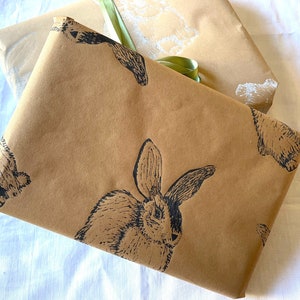 Carta da regalo Bunny Rabbit, carta da regalo stampata a mano, carta da regalo, carta da regalo di lusso, carta da regalo ecologica