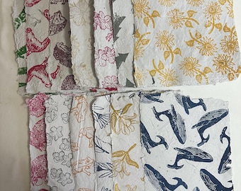 Handmade Recycled Paper: Patterned Biodegradable Paper with Deckled Edges