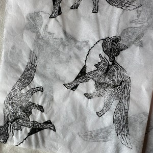 3 x volpi Carta velina ecologica stampata a mano, carta velina, carta da regalo, confezione, bella confezione.