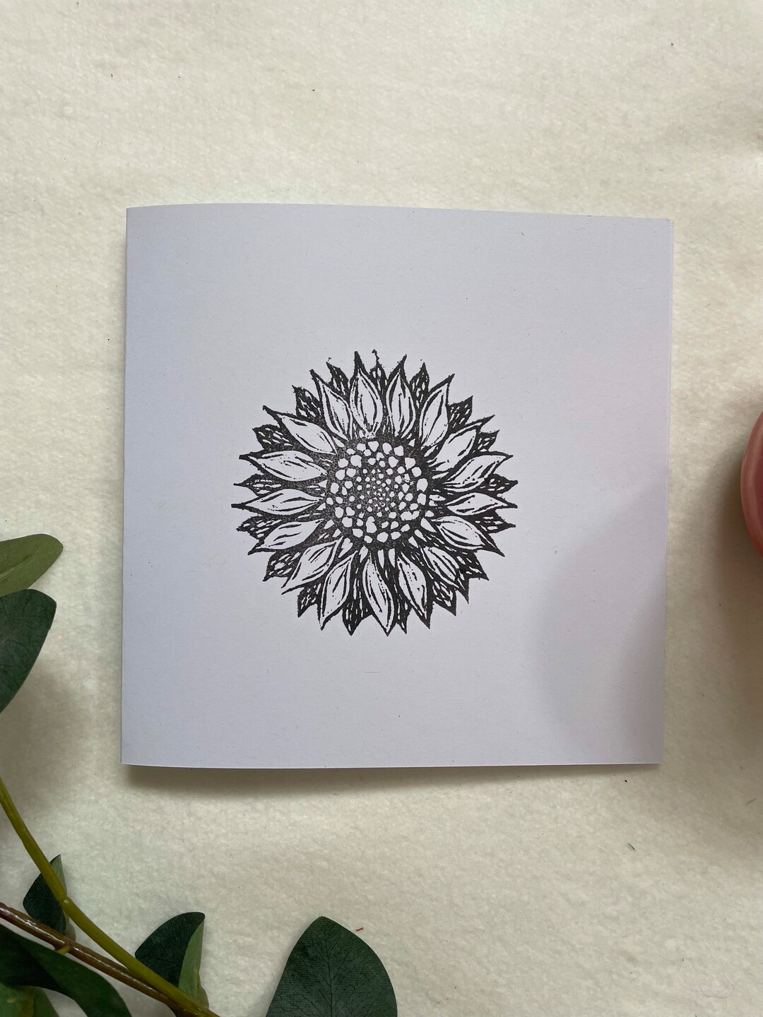 Hand Printed Sunflower Greeting Card: Blank Eco-friendly Card - Etsy