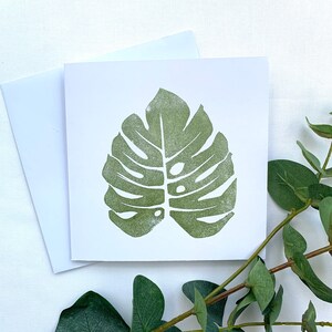 Carte feuille de Monstera, carte de voeux, cartes tropicales, cartes recyclées, cartes-cadeaux Royaume-Uni, cartes-cadeaux pour hommes, cartes-cadeaux en ligne, carte de voeux vierge