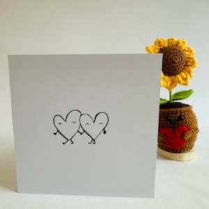 Corações, amor, namorados, galentines, gentil, amoroso, cartão de felicitações, impresso à mão, cartões de felicitações, cartões de presente, cartão reciclado