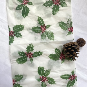 Holly Wrapping Paper with Gift Tags and Ribbon