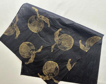 Handprinted Apple Tissue Paper: Recycled Gift Wrap (x3)