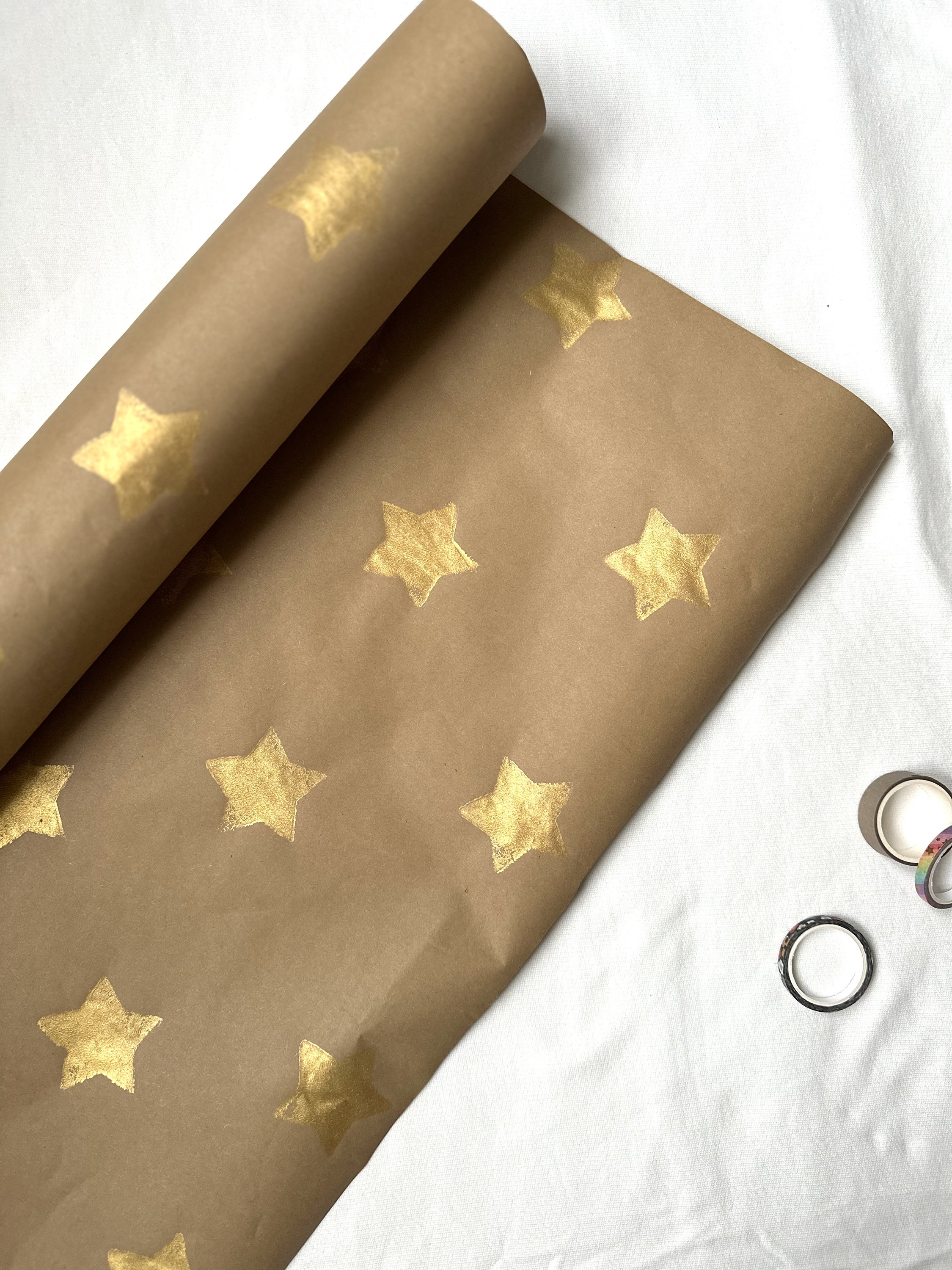 Teal + Gold Stars, Christmas Text, Gold Stars Holiday Wrapping