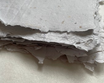 Handmade paper x 5 sheets| deckled edges | recycled Paper