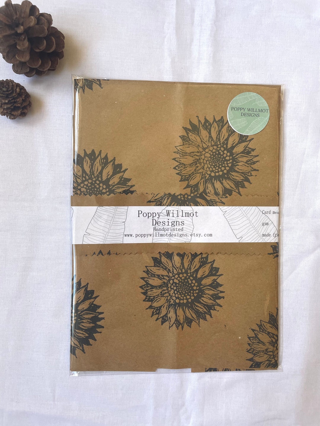 Sunflower Gift Wrap Handprinted Wrapping Paper Gift Wrap Etsy