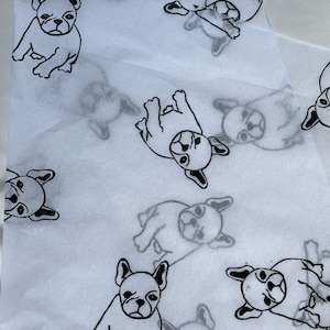 3 x frenchie, regalo per cani, regalo per cani Carta velina ecologica stampata a mano, carta velina, carta da regalo, confezione, bella confezione, carta da regalo