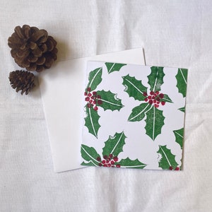 Carte Holly, carte de vœux, carte-cadeau, empreinte de main, cartes d’art, carte de Noël