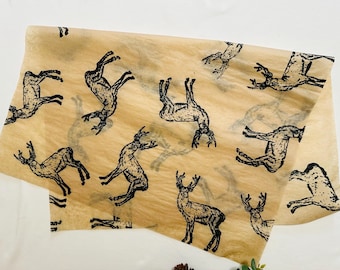 Handprinted Deer Tissue Paper|  Luxury Gift Wrap, Recycled Paper x 3
