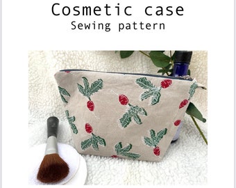 Modello di cucito per beauty case: borsa da bagno fai da te con cerniera (download PDF)