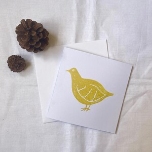 Carte Partrige d’or, carte de vœux, carte-cadeau, imprimée à la main, cartes d’art, carte de Noël