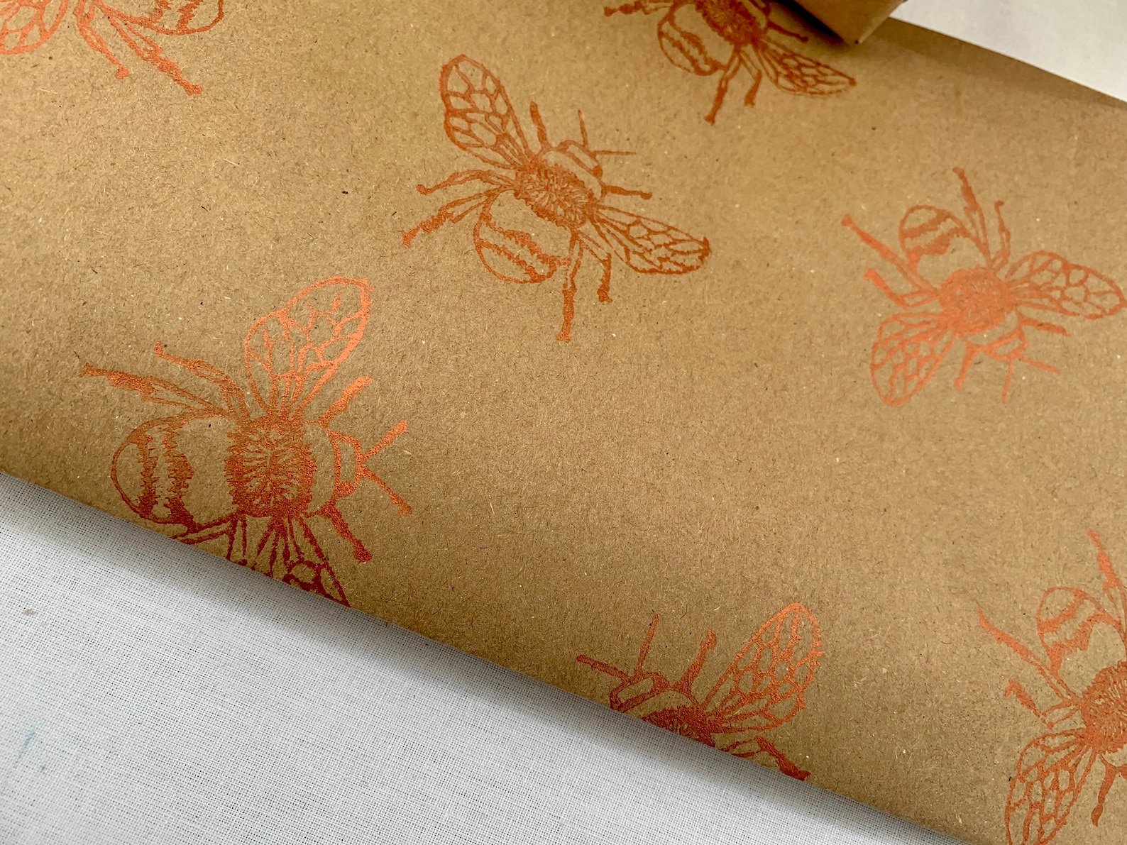 Bee gift wrap handprinted gift wrap wrapping paper luxury Etsy