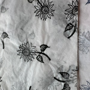 3 x mini girasole Carta velina ecologica stampata a mano, carta velina, carta da regalo, confezione, graziosa confezione.