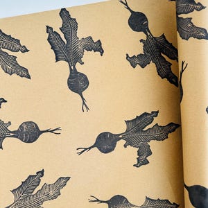 Emballage cadeau betterave rouge, papier cadeau imprimé à la main, emballage cadeau, emballage cadeau de luxe, emballage cadeau écologique