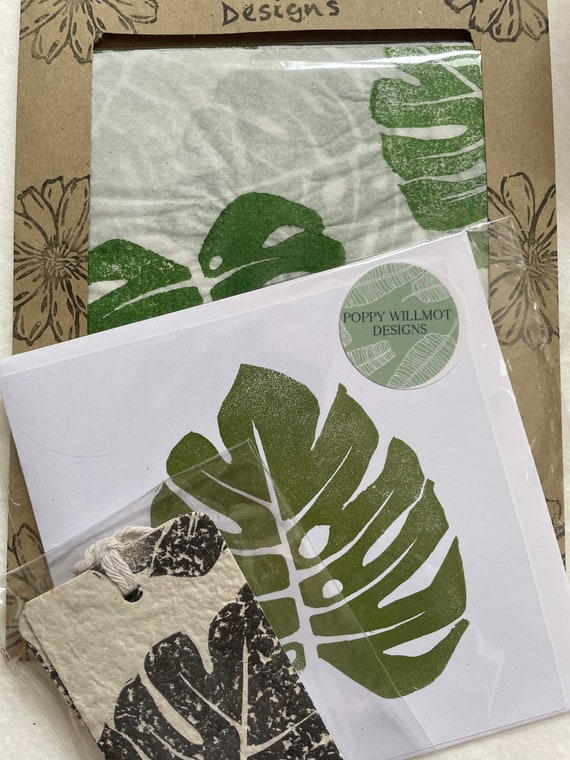 Geschenkverpackung set | Karte | Anhnger | Seidenpapier | Monstera - Etsy  sterreich