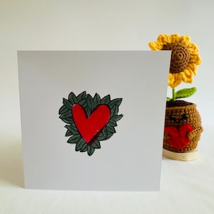 Coração de amor, namorados, galentines, corações, cartão de felicitações de amor, impresso à mão, cartões de felicitações, cartões de presente, cartão reciclado