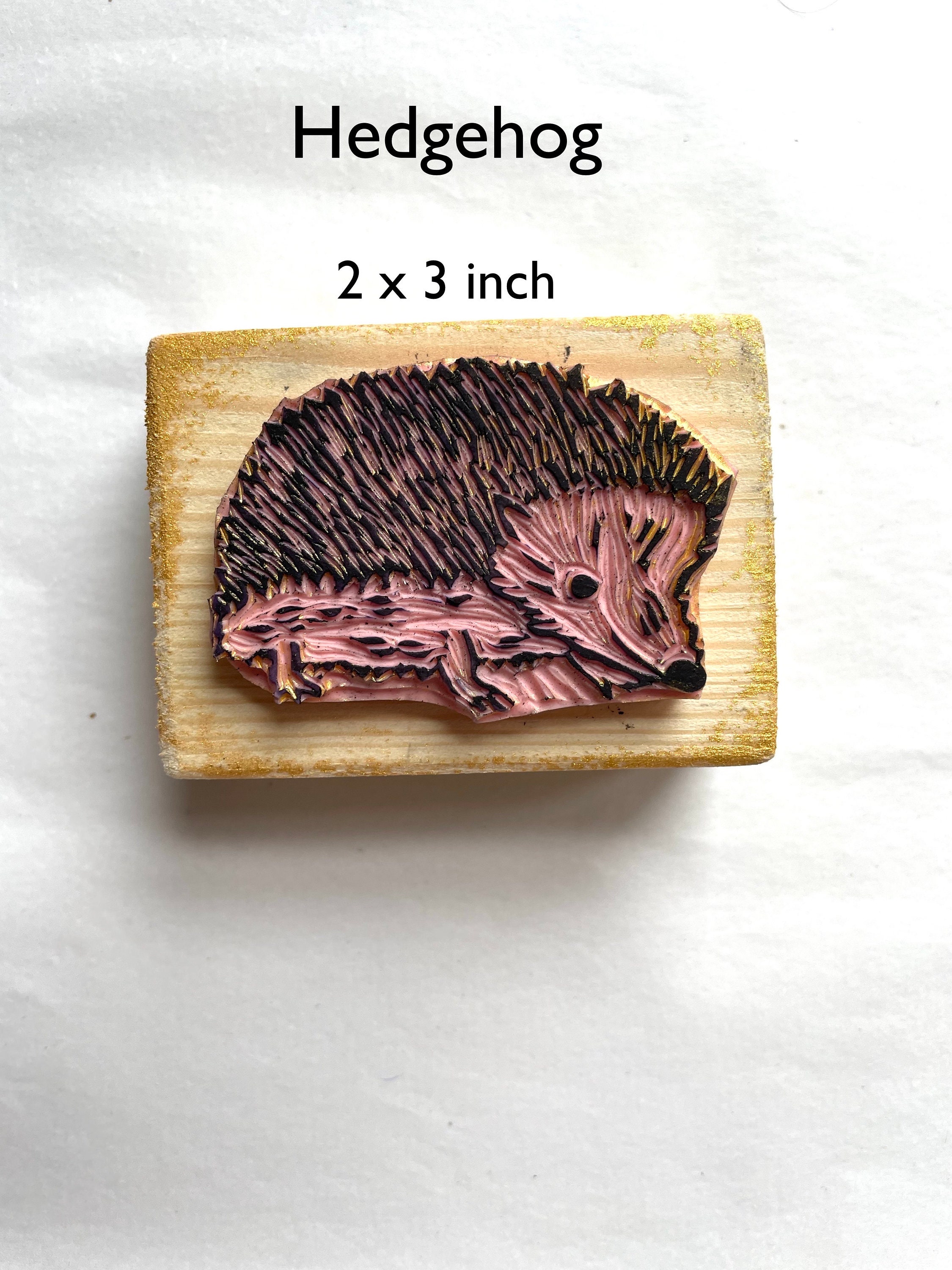 Hedgehog Rubber Stamps Lino Stamps Mounted Unmounted Etsy