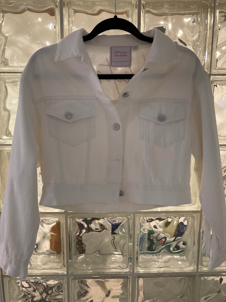 Bride Custom Fringe Denim Jacket White Custom Denim Jacket Etsy