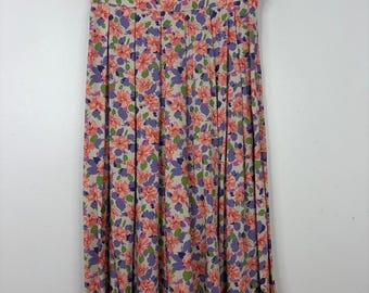 Vintage Pendleton Skirt Womens Medium 10 Pink Purple Floral Pleated Midi Retro