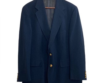 Vintage Polo University Club Sport Coat Mens 44S Navy Blue Blazer Gold Buttons