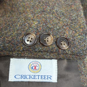 Vintage Tweed Sport Coat Mens 40R Heathered Brown Wool Double Breasted Blazer
