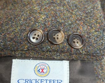 Vintage Tweed Sport Coat Mens 40R Heathered Brown Wool Double Breasted Blazer